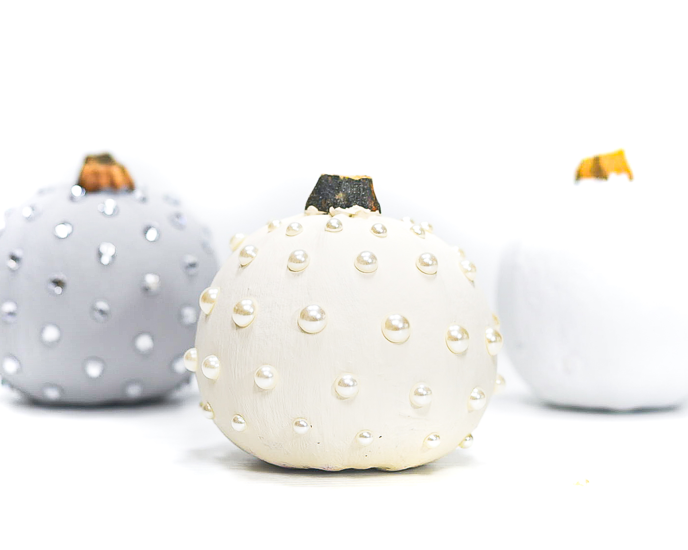 No Carve Jeweled Pumpkins - Rhinestones on Pumpkins - Bling Pumpkins - Glam Pumpkins - Painted Pumpkins.