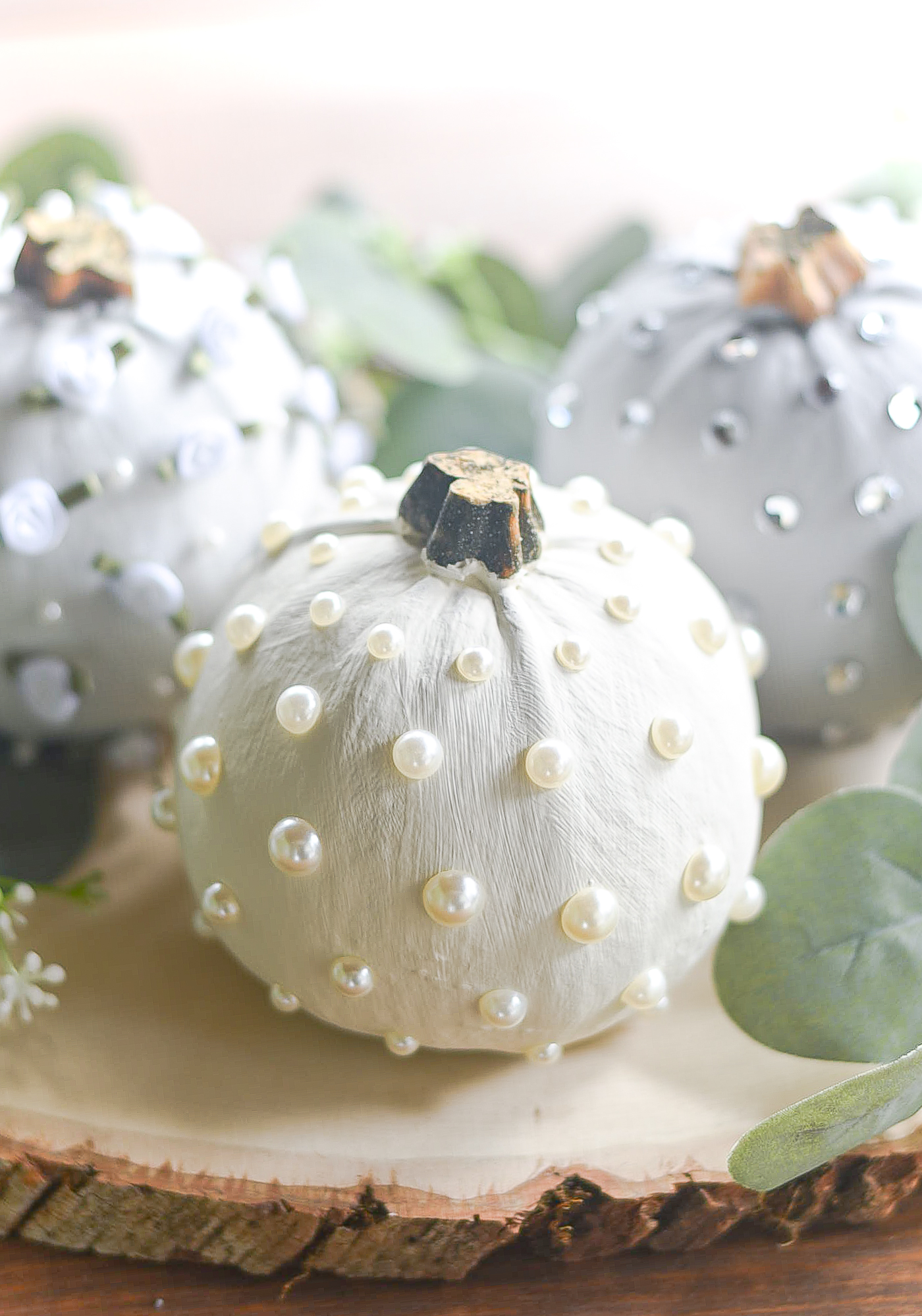 No Carve Jeweled Pumpkins - Rhinestones on Pumpkins - Bling Pumpkins - Glam Pumpkins - Painted Pumpkins.