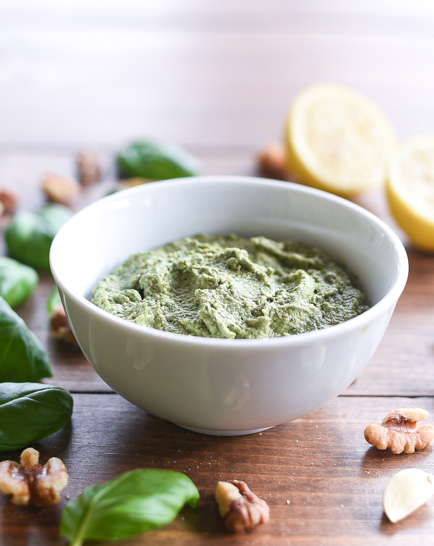 Vegan Pesto with Walnuts. Easy pesto recipe. Healthy pesto recipe. How to make pesto.