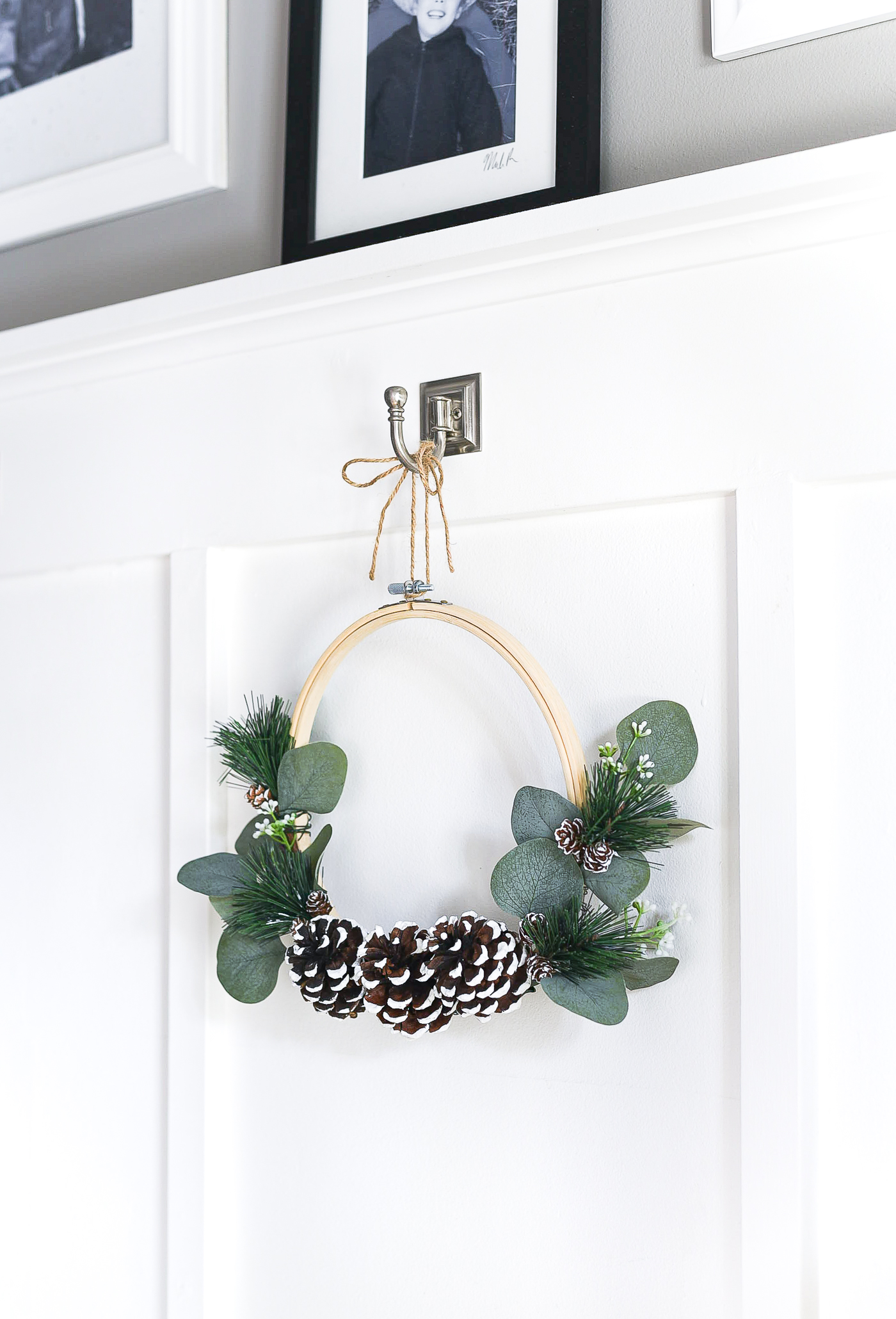 Embroidery Hoop Winter Wreath - Wreath Ideas with Embroidery Hoops - Winter Wreath Crafts - DIY - How To Make Embroidery Hoop Wreath