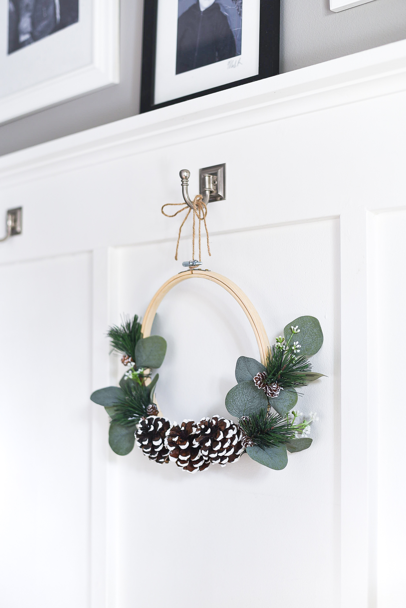 Embroidery Hoop Winter Wreath - Wreath Ideas with Embroidery Hoops - Winter Wreath Crafts - DIY - How To Make Embroidery Hoop Wreath