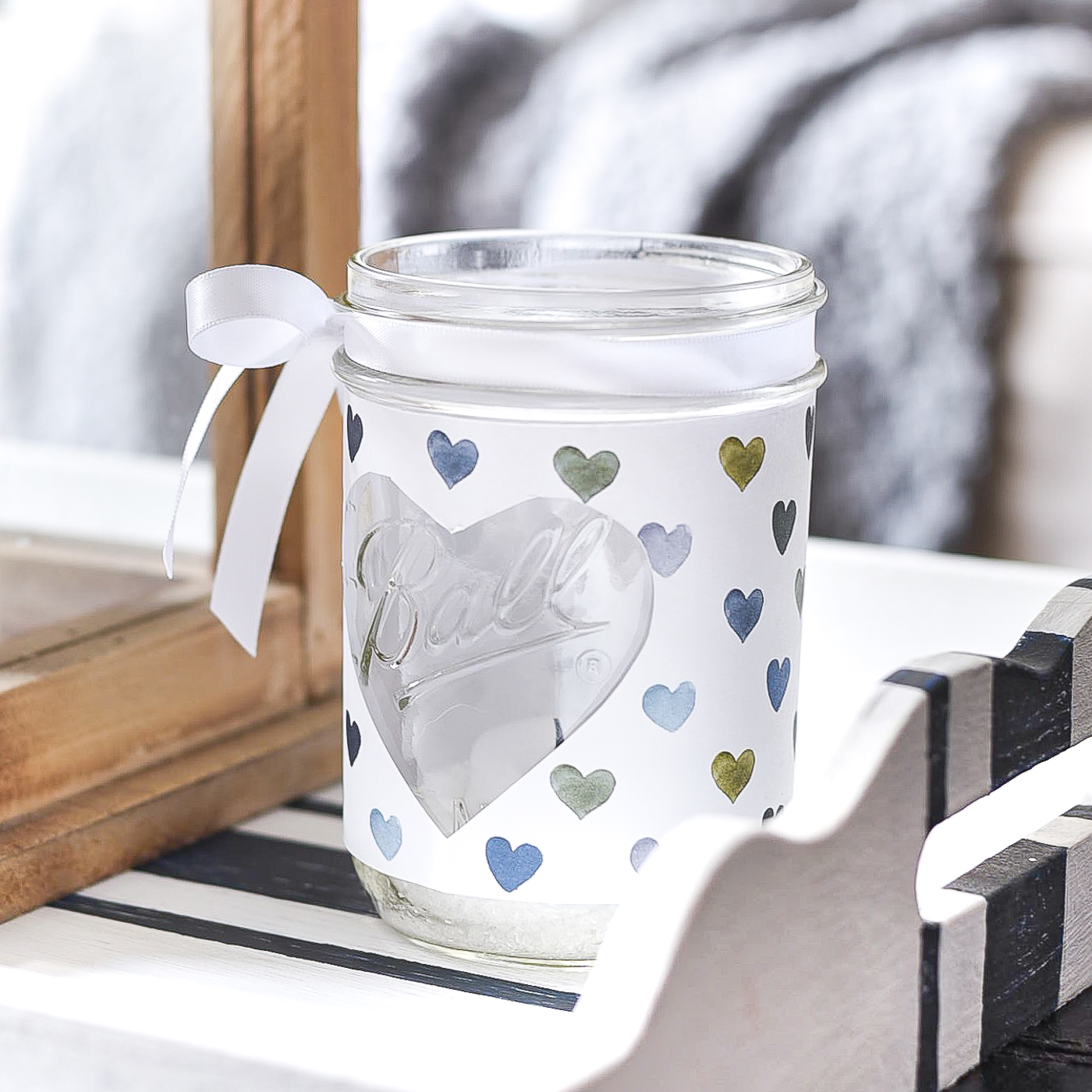 Heart Cut Out Mason Jar Votive - Easy Valentine Craft with Mason Jars and Scrapbook Paper