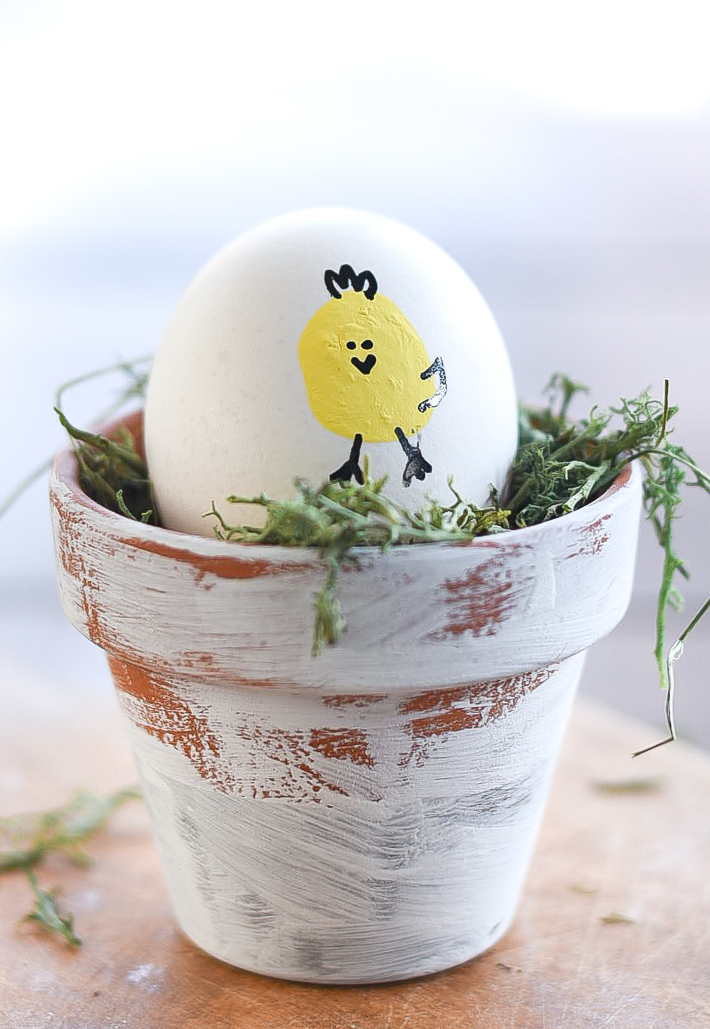 Thumbprint Chick Easter Eggs. Decorating Eggs with Paint. Easter Egg Decorating Ideas.