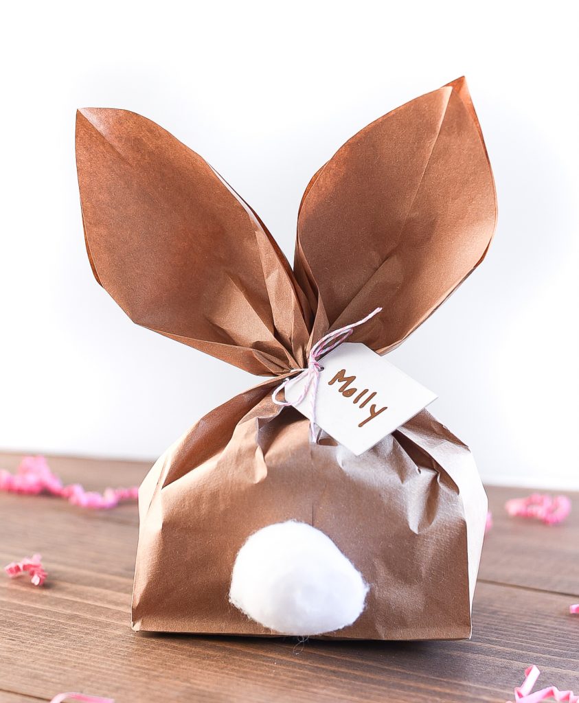 Paper Bag Bunny for Easter. Paper Bunny Ear Paper Bag Treat Bag. How to Make Bunny Ears from Paper Bag.