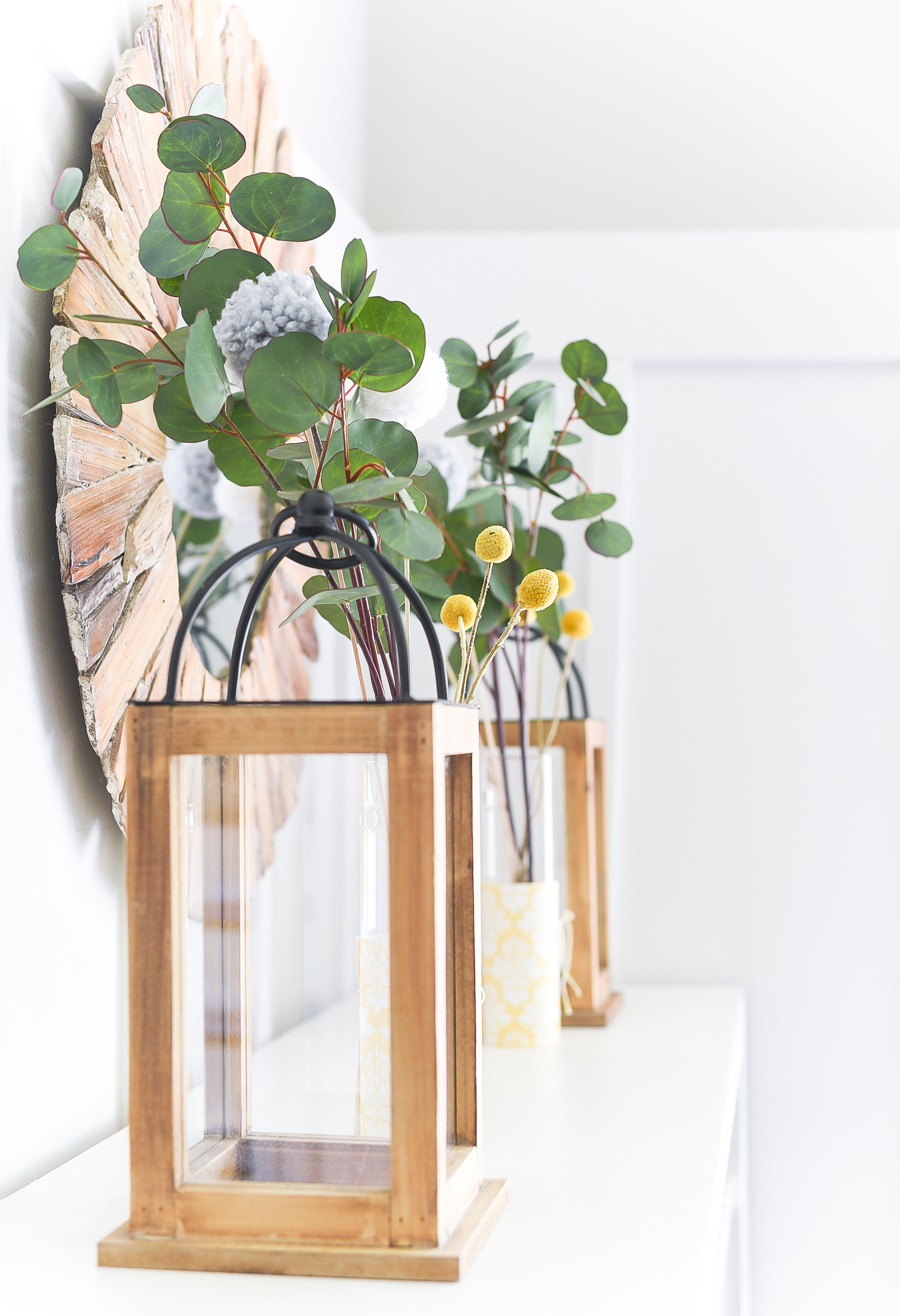 Simple Summer Mantel in Yellow & Gray - Fantel Mantel for Summer.