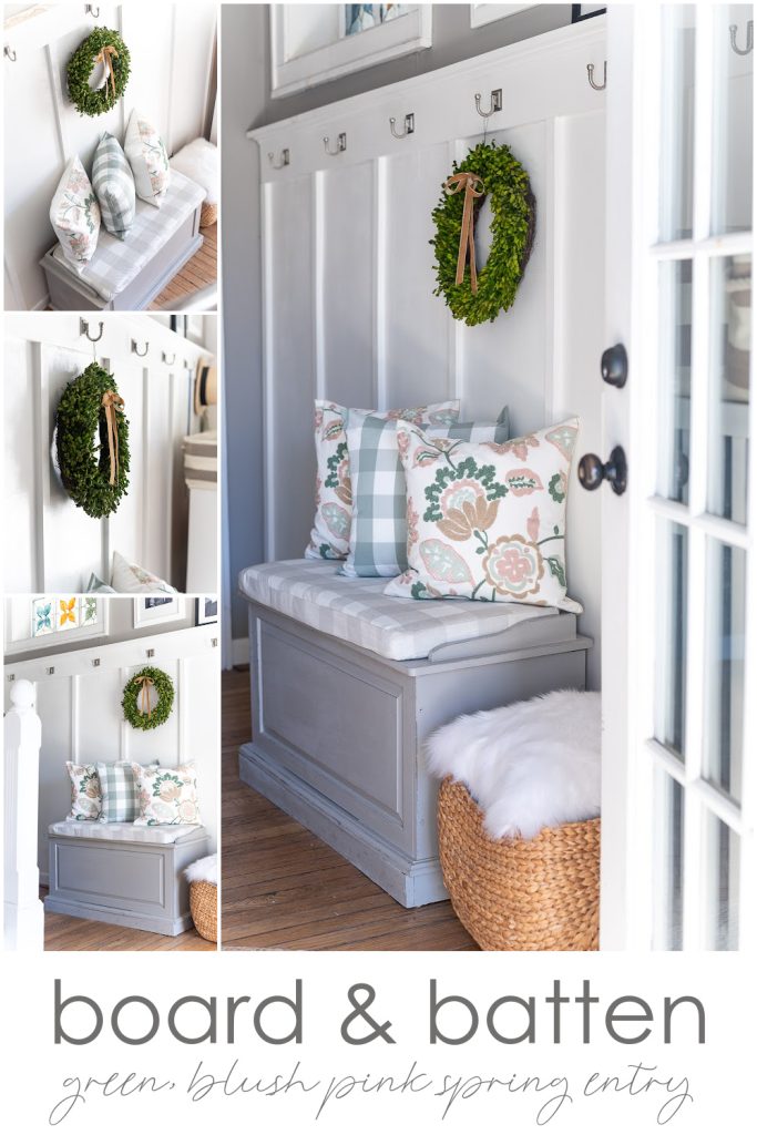 Board & Batten Entry in Green, Blush for Spring - It All Started With Paint