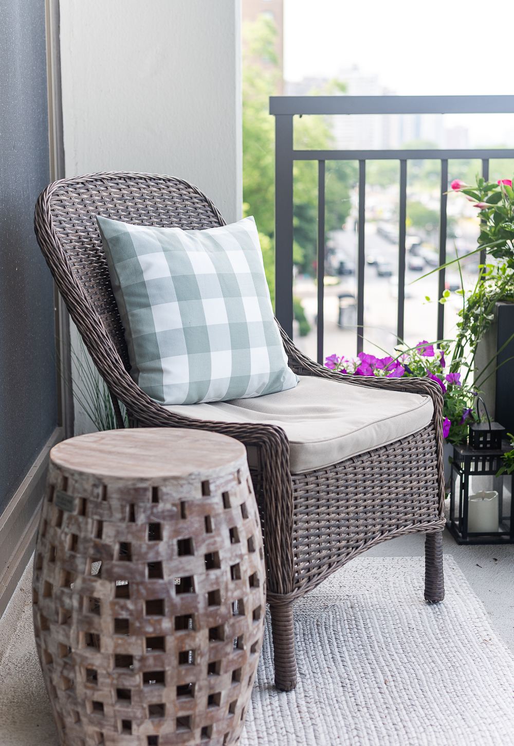 Balcony Container Garden. City Balcony Decorating Ideas. Condo Balcony Decor. Colorful Balcony Ideas with Containers. Chicago Balcony on Lake Shore Drive.