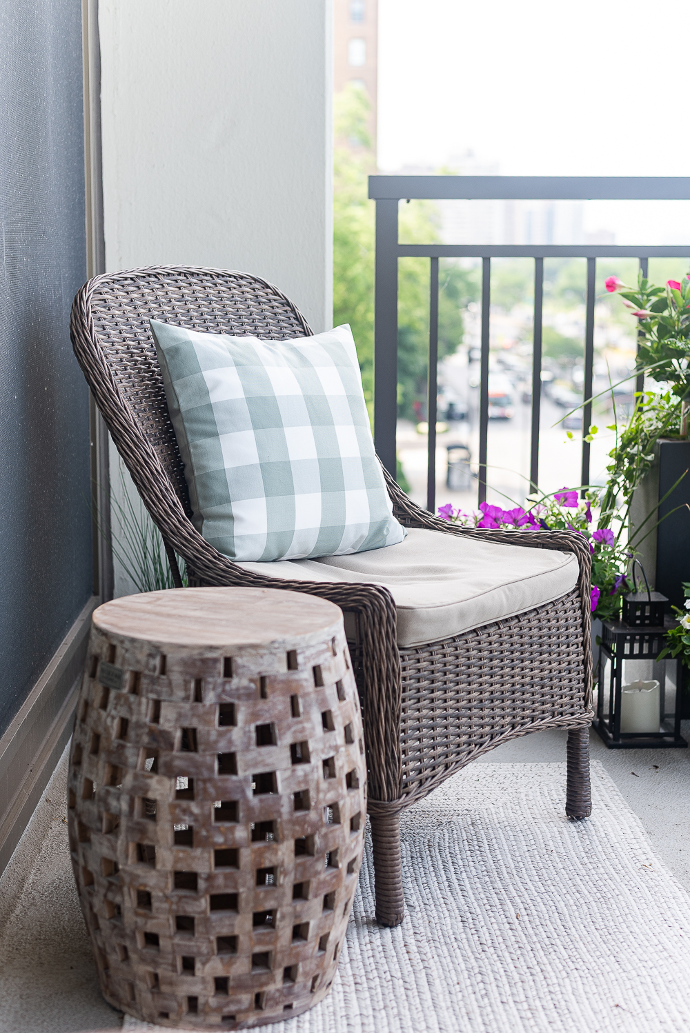 Balcony Container Garden. City Balcony Decorating Ideas. Condo Balcony Decor. Colorful Balcony Ideas with Containers. Chicago Balcony on Lake Shore Drive.