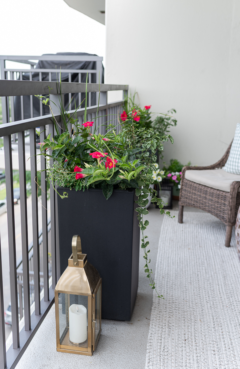 Balcony Container Garden. City Balcony Decorating Ideas. Condo Balcony Decor. Colorful Balcony Ideas with Containers. Chicago Balcony on Lake Shore Drive.